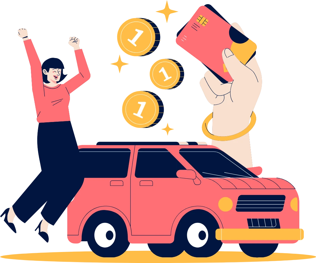 Red van with coins, showing payments going straight to the owner